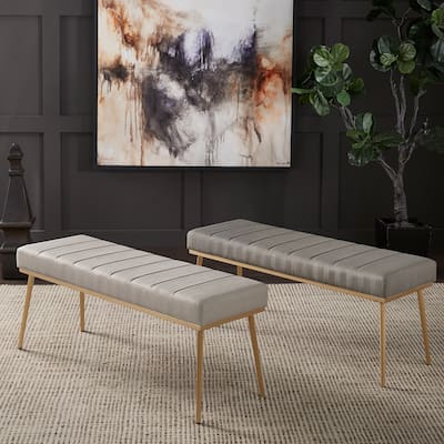 Jose Gold Finish Fabric Dining Bench by iNSPIRE Q Modern