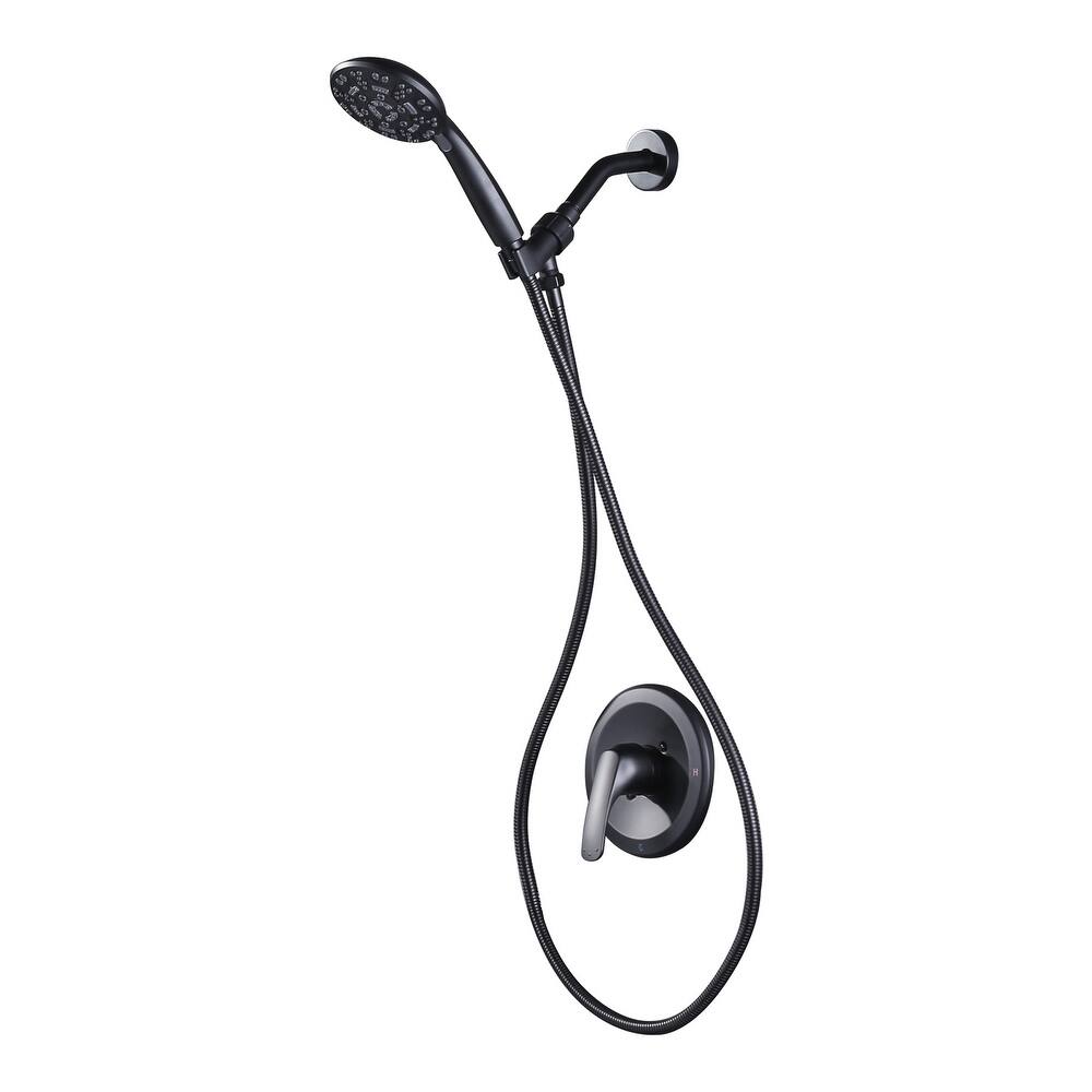 WOWOW Minimalist Shower Faucet Set with 7-Function Handheld Showerhead