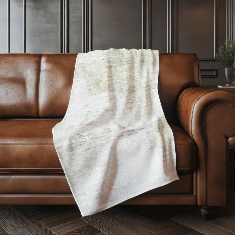 Premium Machine Washable Abstract Modern Sherpa Throw Blanket - Ivory - 4'2" x 5'10"