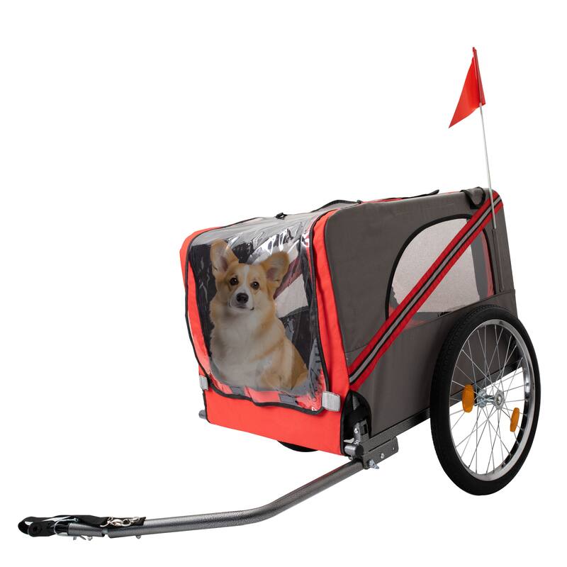 Durable Dog Bike Trailer with 20-Inch Wheels, Zippered Mesh Doors, and 88lb Capacity