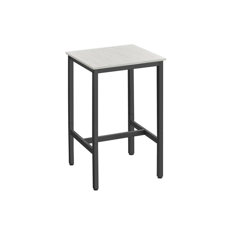 Space-Saving Square Dining Table Steel Frame Adjustable Feet and Rustic Industrial Style for Small Kitchens - White