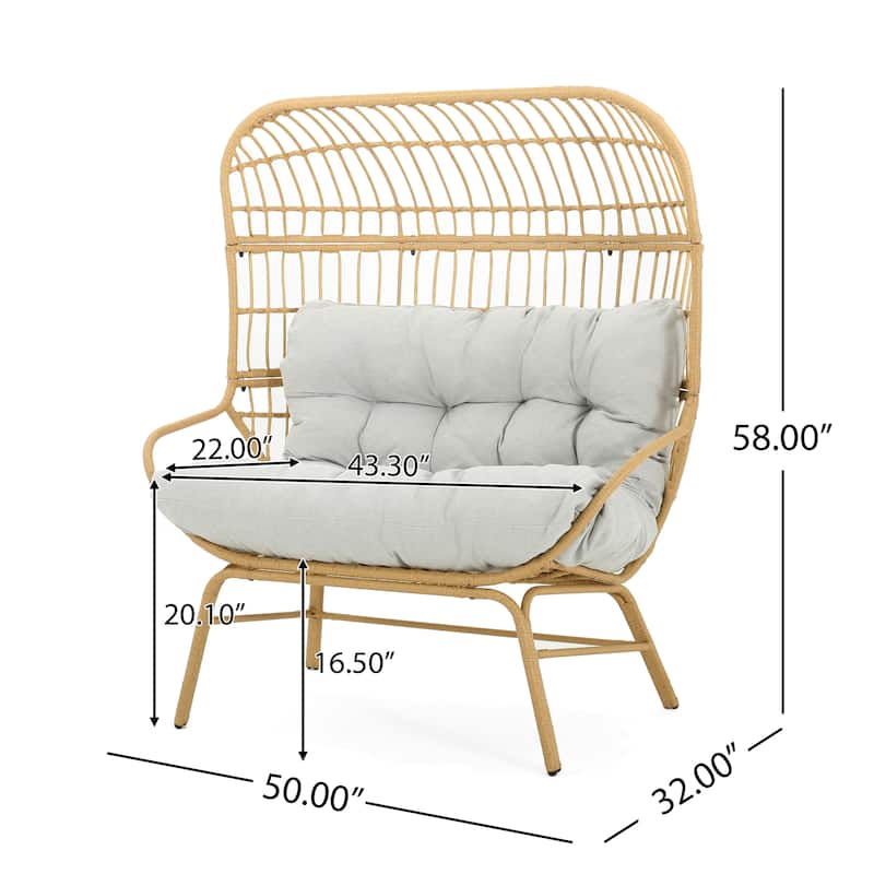 Palos Outdoor Wicker Loveseat with Fabric Cushion by Christopher Knight Home