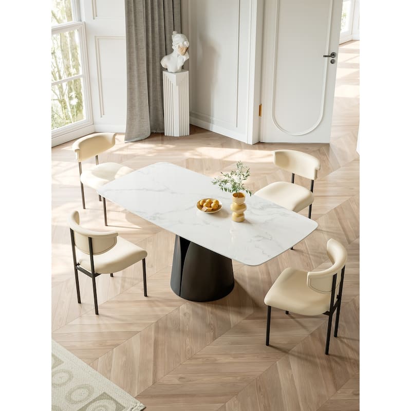 Lesly Modern Rectangle White 65 in. Dining Table for 6 Seats - 65"D×37.4"W×29.52"H - 65"D×37.4"W×29.52"H - White