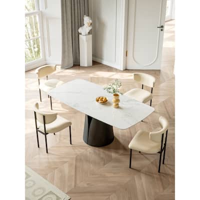 Lesly Modern Rectangle White 65 in. Dining Table for 6 Seats - 65"D×37.4"W×29.52"H