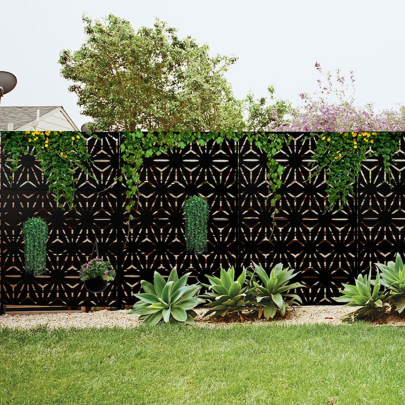 Durable Metal Outdoor Privacy Screen - Free Standing Panel for Enhanced Privacy