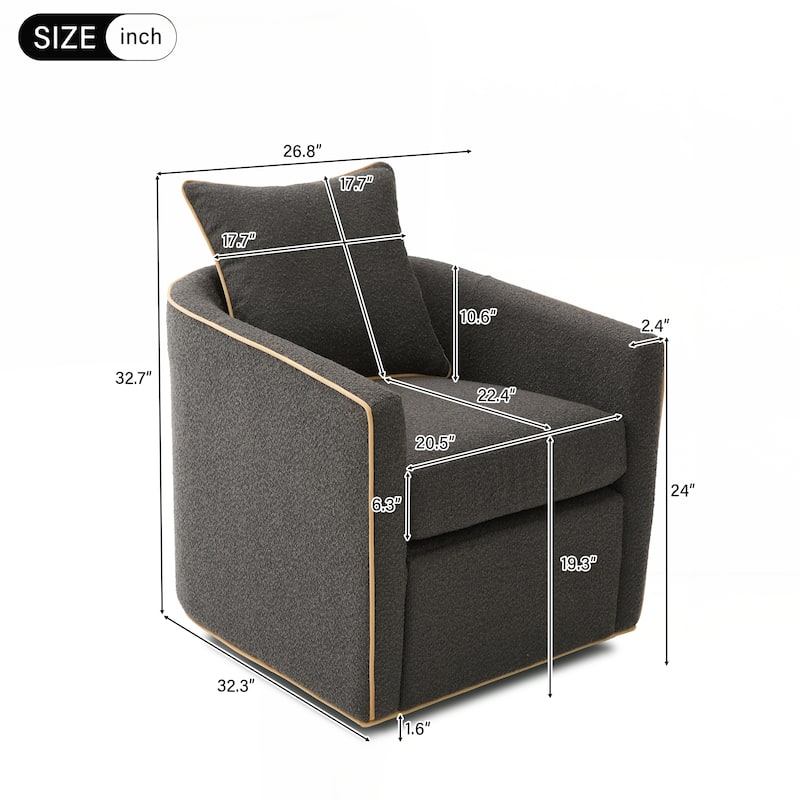 Swivel Accent Chair Upholstered Club Chair Barrel Sofa Chair for Living Room , Reading Corner, and Small Spaces