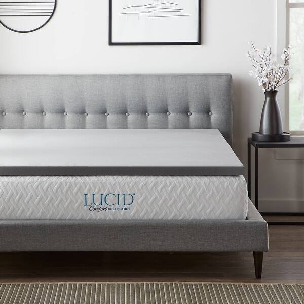 Shop Lucid Bamboo Charcoal Memory Foam Topper Gray Overstock 21015585