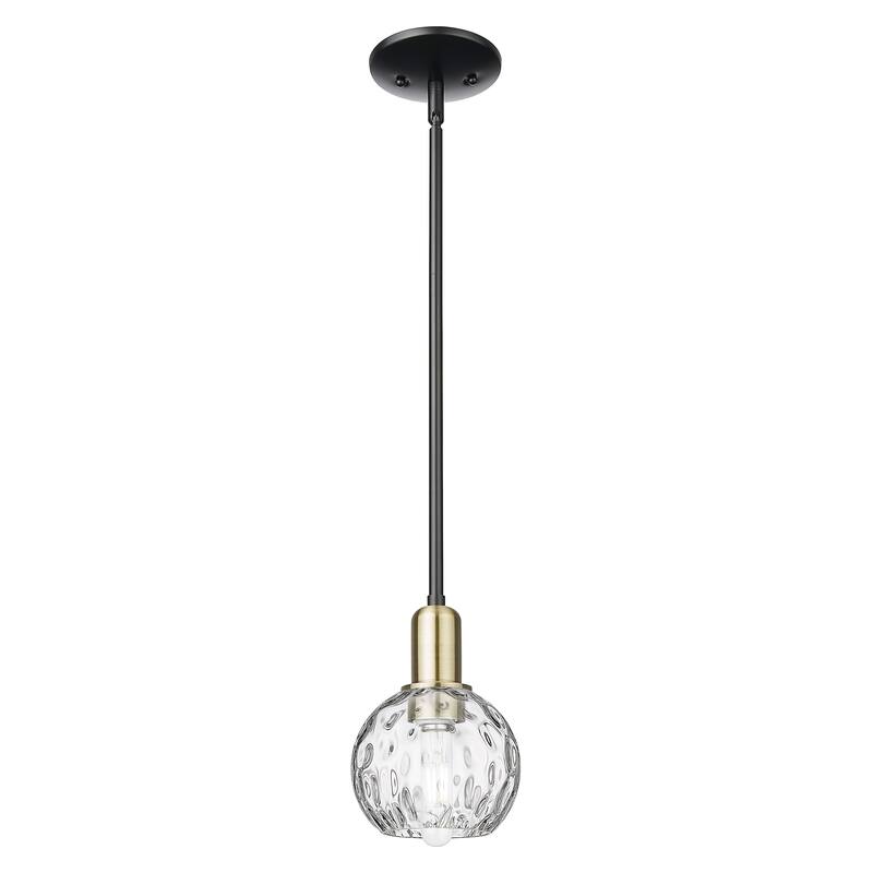 Innovations Lighting Endless Possibilities Arcadia - Athens Water Glass - 1 Light 6" Stem Hung Mini Pendant - Clear Water Glass/Black Antique Brass