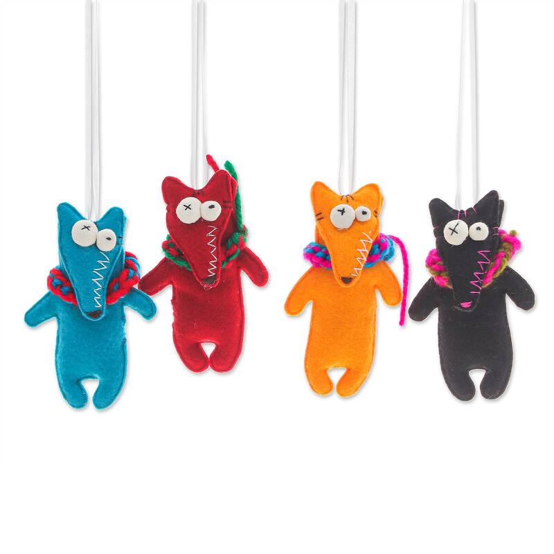 Novica Handmade Colors & es Felt Ornaments (Set Of 4)