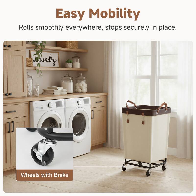 160L Laundry Hamper With Wheels, Large Clothes Laundry Basket With Steel Frame for Home, Closet, Dorm, Bathroom, Laundry Room