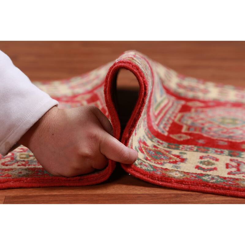 Traditional Red Kazak Oriental Foyer Rug Hand-Knotted Wool Carpet - 2'0"x 3'0"