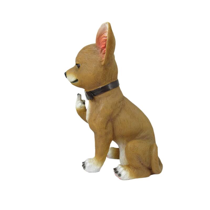Lil Rascal Rude Finger Flipping Chihuahua Dog Tabletop Statue 6.75 - 6.75 X 4 X 5 inches