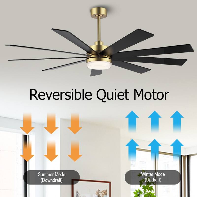 WINGBO 65/72/84" DC Motor LED Ceiling Fan with Remote Control