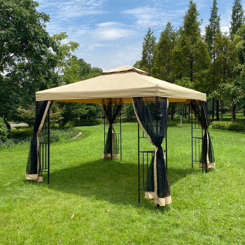 10x10 Outdoor Patio Gazebo Canopy Tent with Double Roof Mosquito net