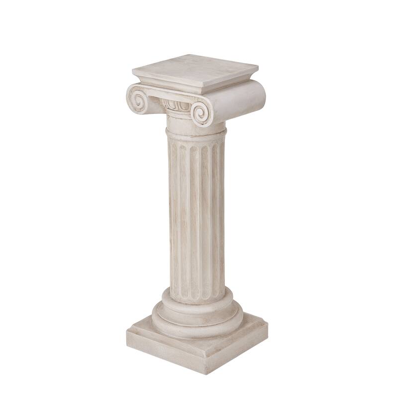 Christopher Knight Home -Saffron Outdoor Handcrafted Greco-Roman MGO Pedestal Column Stand, Fluted Detailed Design - 39.3"H