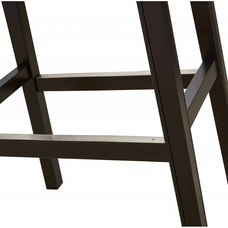HomeRoots 31" Dark Red and Espresso Solid Wood Backless Bar Chair