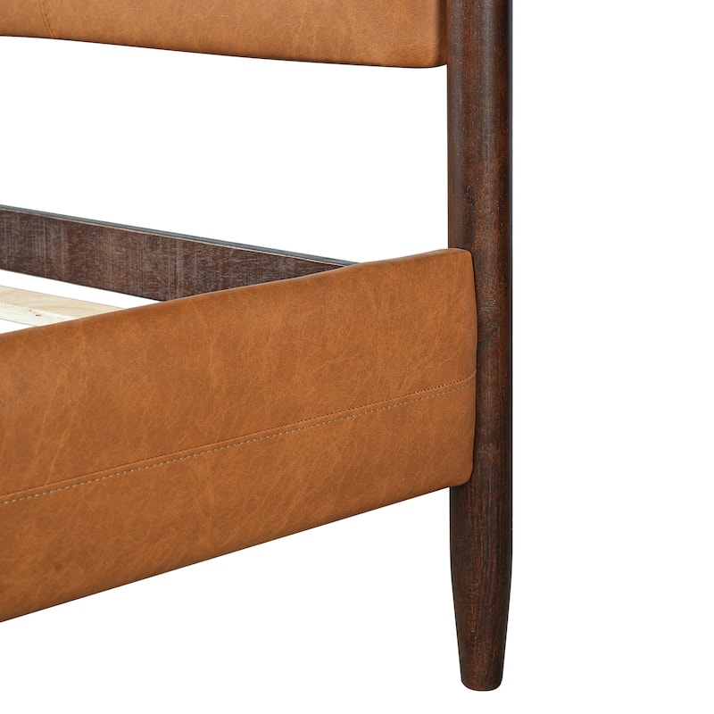 Christopher Knight Home - Sagemont PU Leather Upholstered Platform Bed with Tufted Headboard & Solid Wood Legs