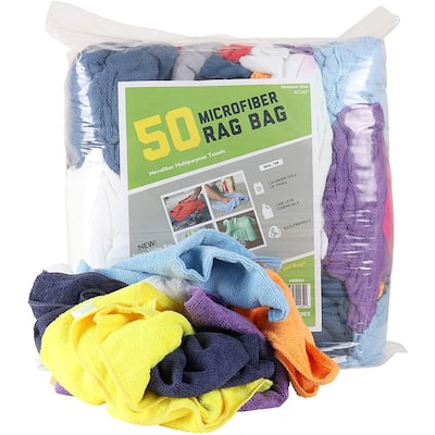 Arkwright Assorted Color Microfiber Rags Bag of 50 - 12x12