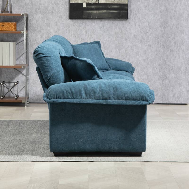 Small Sofa Loveseat Deep Seat Sofa Couch with 2 Throw Pillows, 2-Seater Settee with Pillow Top Armrests