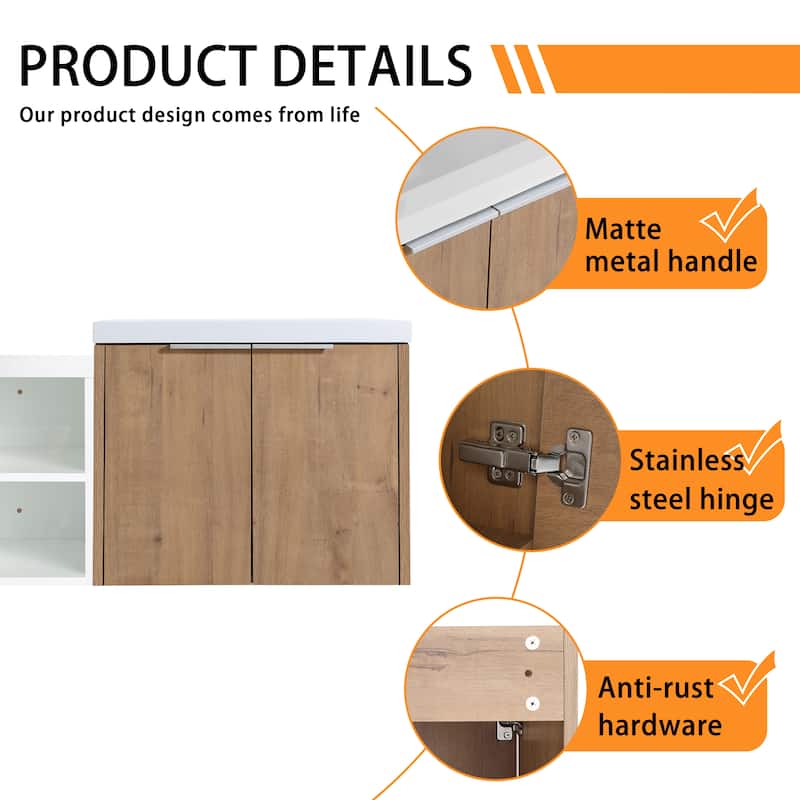 Bathroom Vanity With Sink In 24/36/48/60/72/84 Inch, Floating Bathroom Vanity With Soft Close Door and Shelf