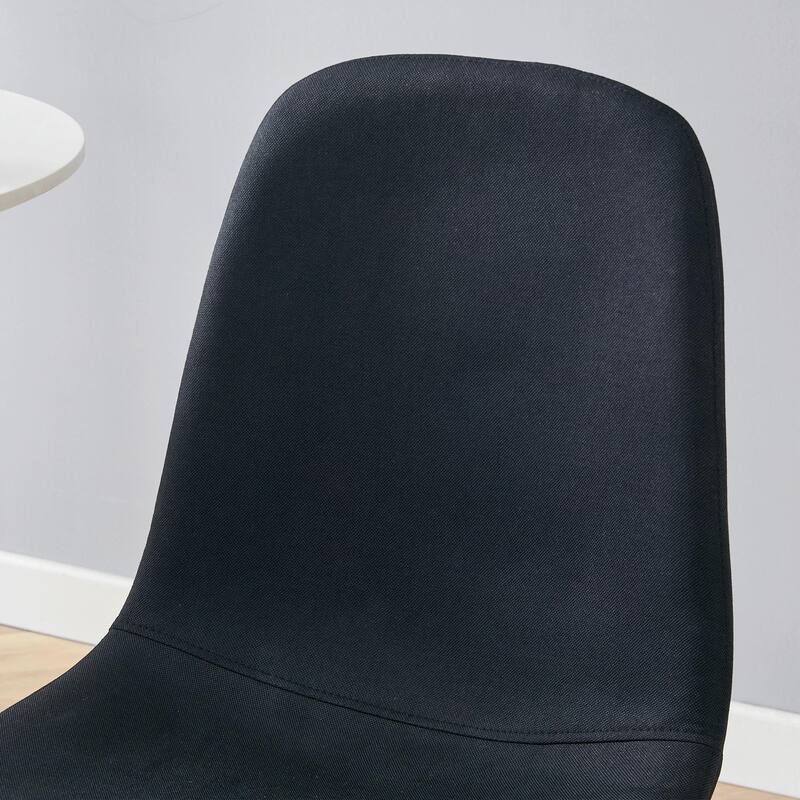 Modern 4 Piece Linen Cotton Dining Chair Set with Backrest, Metal Legs, Upholstered for Dining Room Kitchen Bedroom Living Room