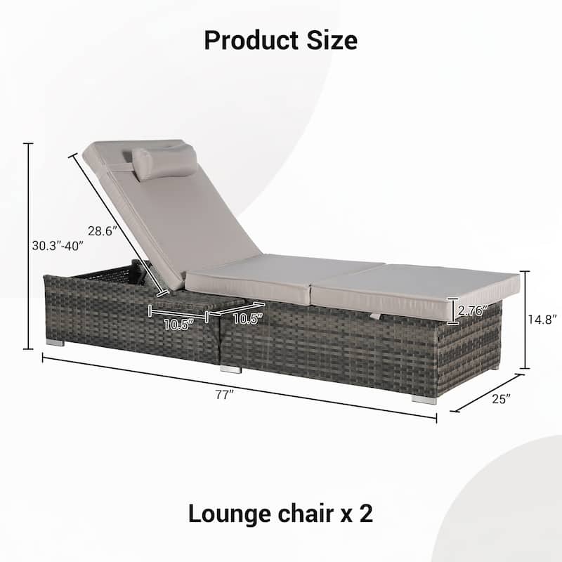 Outdoor Chaise Lounge Chair Set of 2