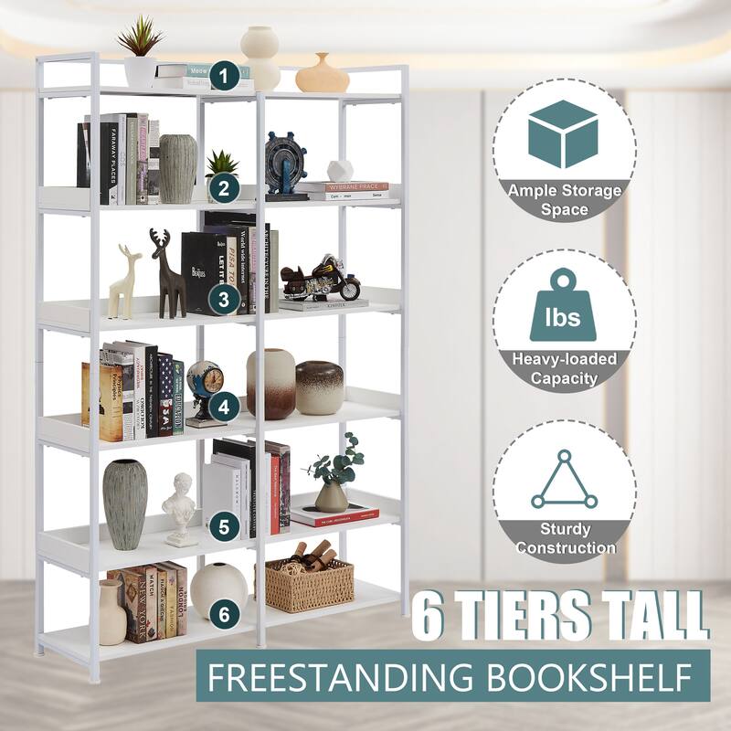 Stainless Steel Frame Bookshelf with Back&Side Panel, White Bed Bath