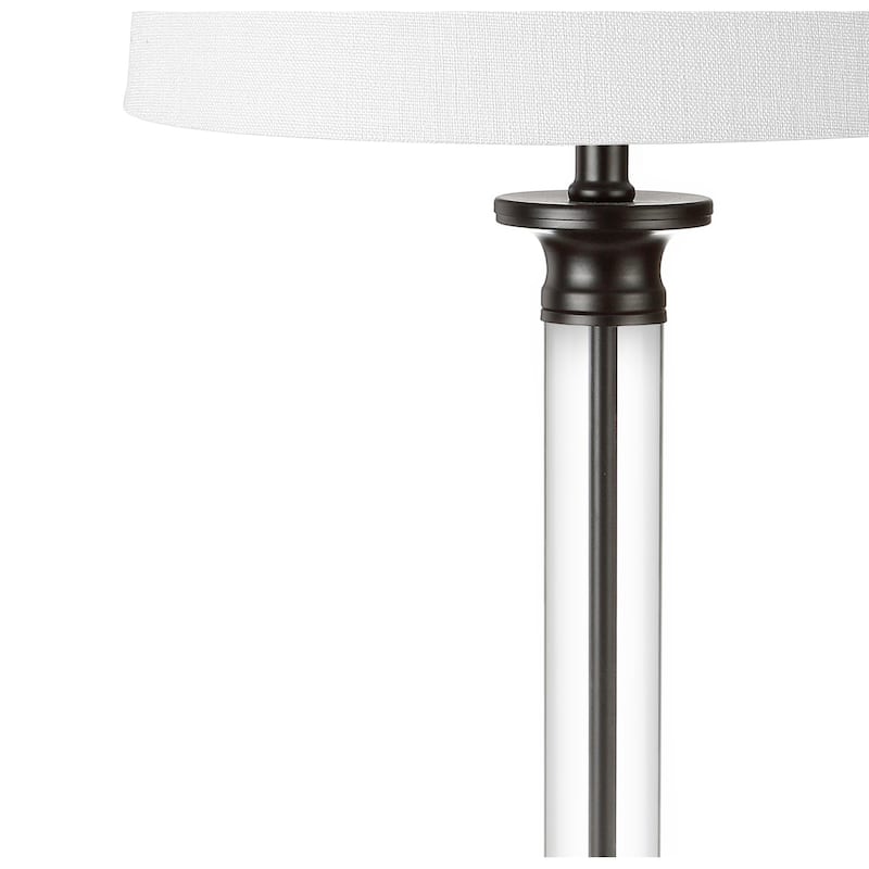 Fraser 30" Glass and Metal LED Table Lamp, Black/Clear (Set of 2) by JONATHAN Y