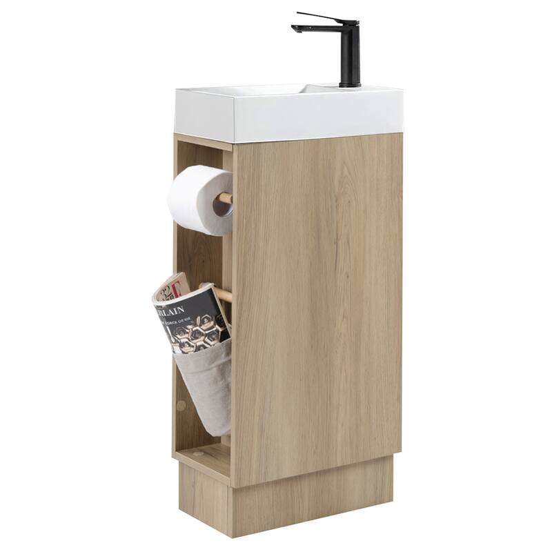 16 inch Bathroom Vanity Sink Combo for Small Space Modern Floor Standing Small Bathroom Vanity with Sink Bathroom Cabinet Set