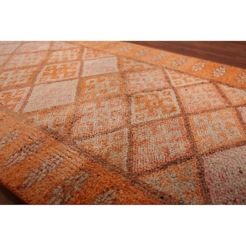 Oushak Turkish Vintage Runner Rug Hand-Knotted Geometric Wool Carpet - 2'8"x 13'7"