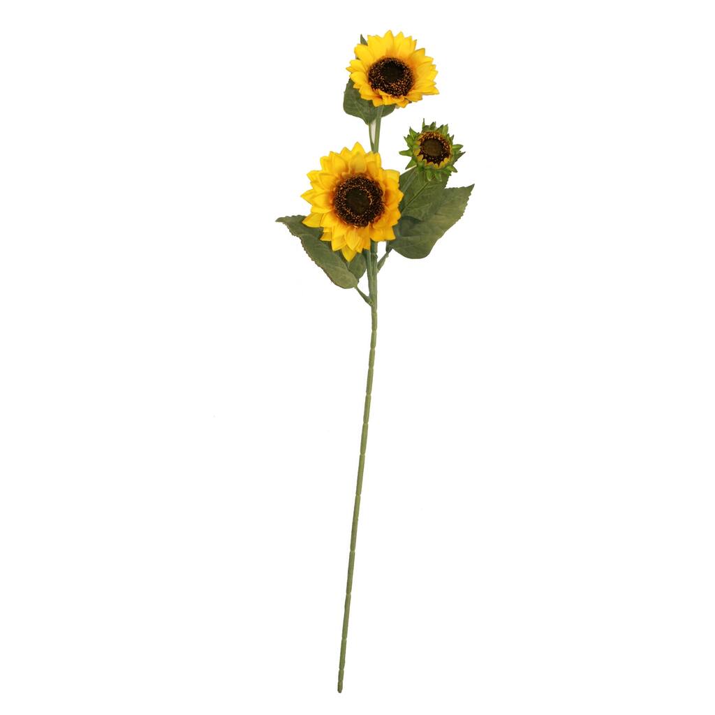 35" Artificial Sunflower Spray with Leaves x 3, Set of 3 - 35