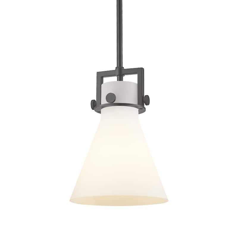 Innovations Lighting 411-1SS-11-8 Newton Cone Pendant Newton Cone 8" - Matte Black / Matte White