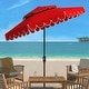 preview thumbnail 4 of 19, SAFAVIEH Outdoor Living Venice 9Ft Round Double Top Crank Umbrella Red