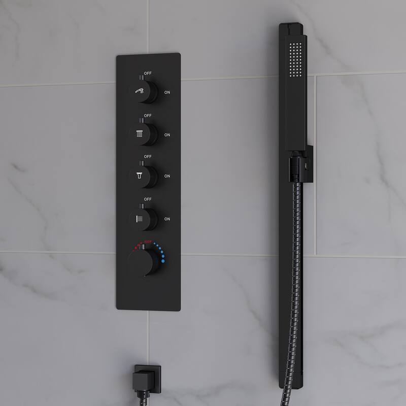 Multi-Function Thermostatic Shower System – Rainfall, Waterfall, Body Jets & LED Smart Control - 15*23