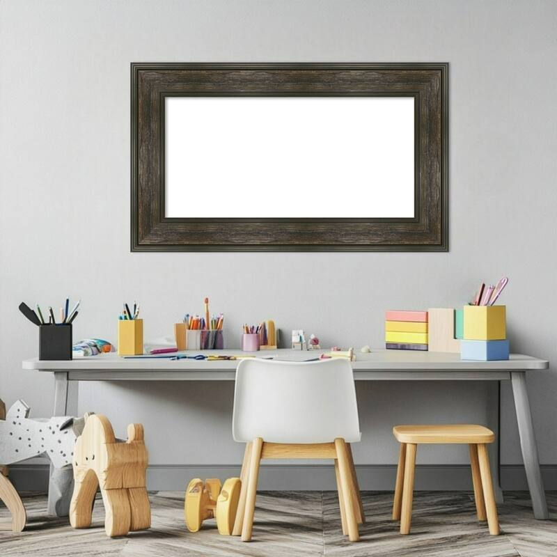 Amanti Art Rail Rustic Char Framed Dry Erase Magnetic Board