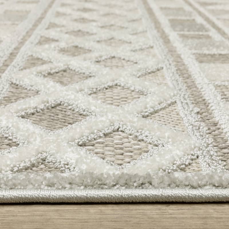 Style Haven Thassos Global Geometric Beige/ Grey Mixed Pile Area Rug