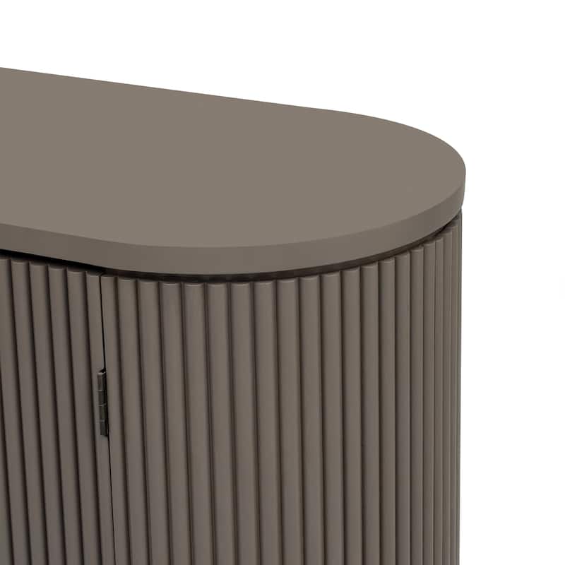 Modern Storage Cabinet with Adjustable Shelves, Metal Handles and Vertical Striped Doors