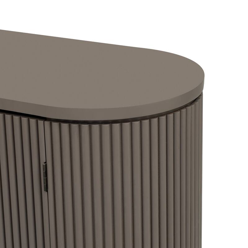 Vertical Striped Door Storage Cabinet, Multi-Functional Wooden Buffet Sideboard, Console Cabinet with Adjustable Shelves