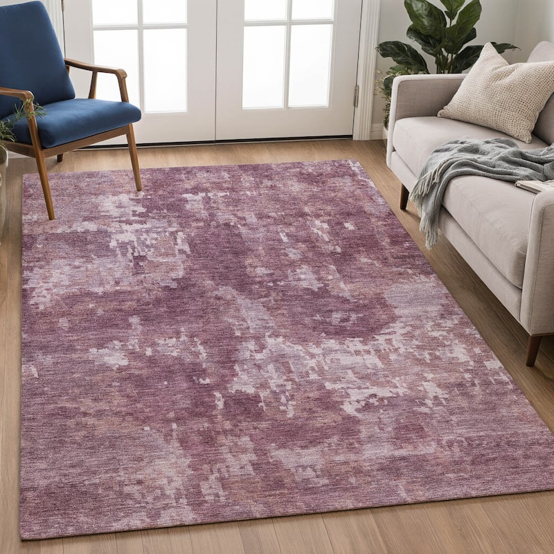 Machine Washable Indoor/ Outdoor Ombre Abstract Chantille Rug