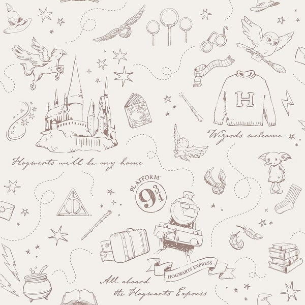 slide 2 of 8, Harry Potter Magical Moments Trail Cream Peel and Stick Wallpaper - 216 x 20.50