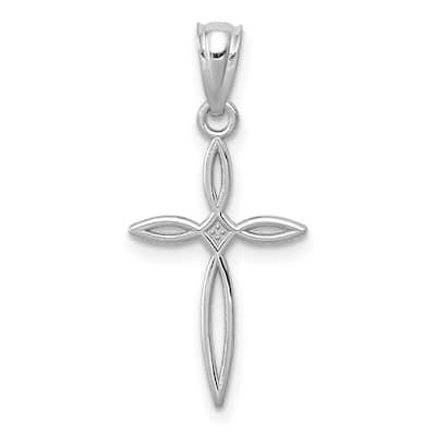 Curata 14k White Gold 18" Small Passion Cross Charm Necklace - 16x11mm