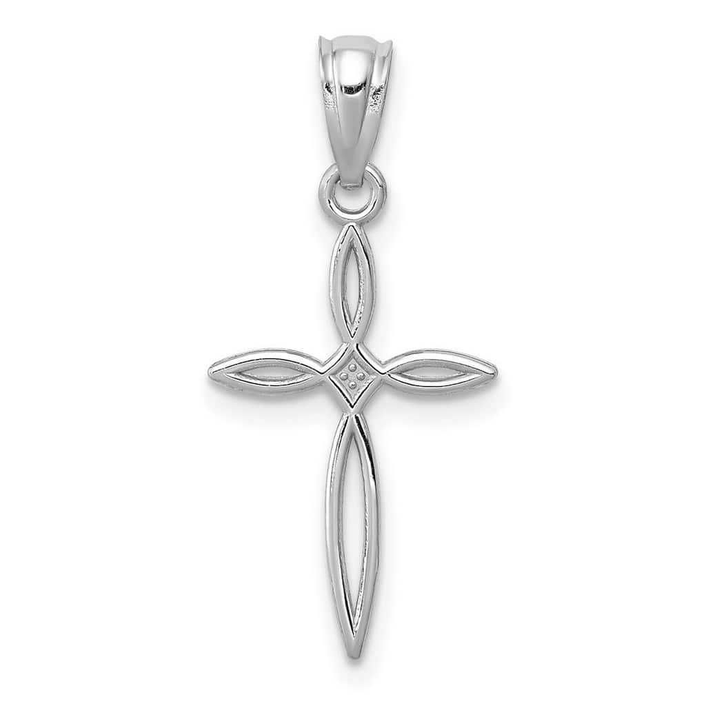 Curata 14k White Gold 18" Small Passion Cross Charm Necklace - 16x11mm