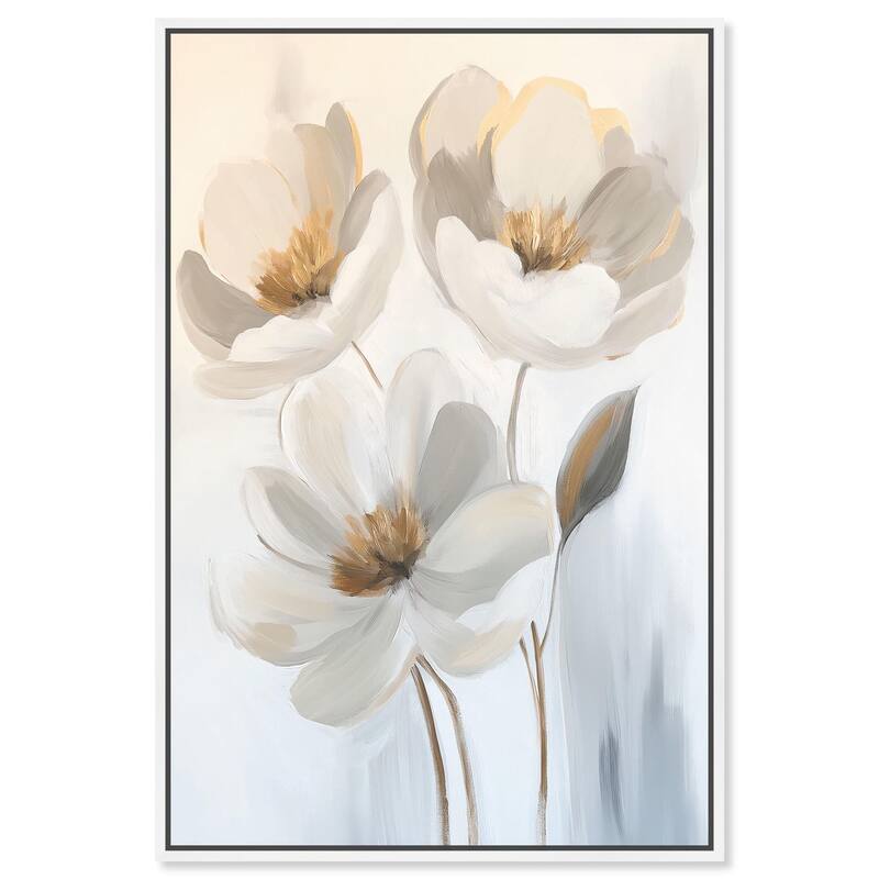 Silvered Flora I Canvas by Art Remedy - 24" x 36" - White