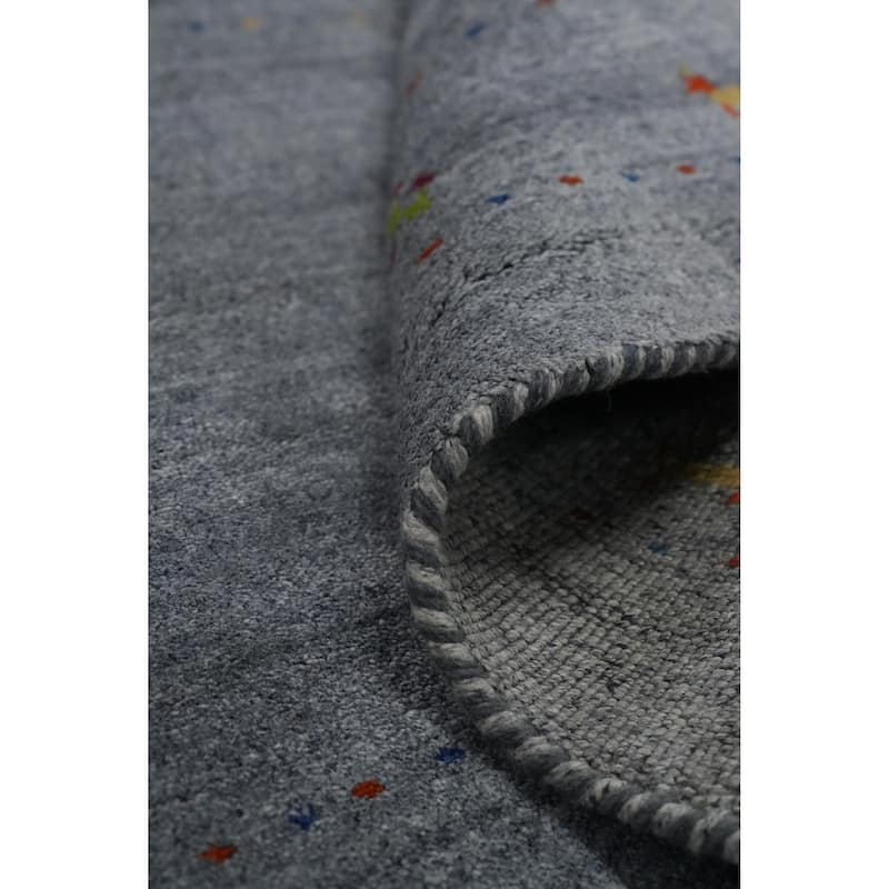 Hand Knotted Oriental 100% Wool Carpet Tribal Animal Pictorial Greys & Charcoal Gabbeh Area Rug - 4' 8'' X 2' 9''