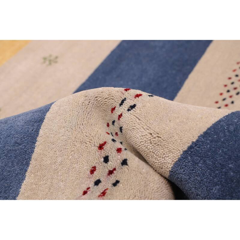 ECARPETGALLERY Hand Loomed Kashkuli Gabbeh Light Grey Wool Rug - 6'9 x 9'8