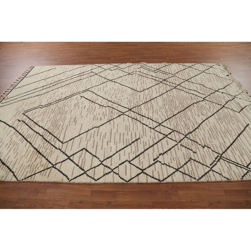 Earth Tone Moroccan Rug Hand-Knotted Wool Carpet - 7'0"x 10'9"