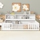 preview thumbnail 2 of 35, Toddler Floor Storage Bed with Bedside Bookcase, Shelves, Fence Guardrails, No Door, No Slats for Boys Girls Children's Room