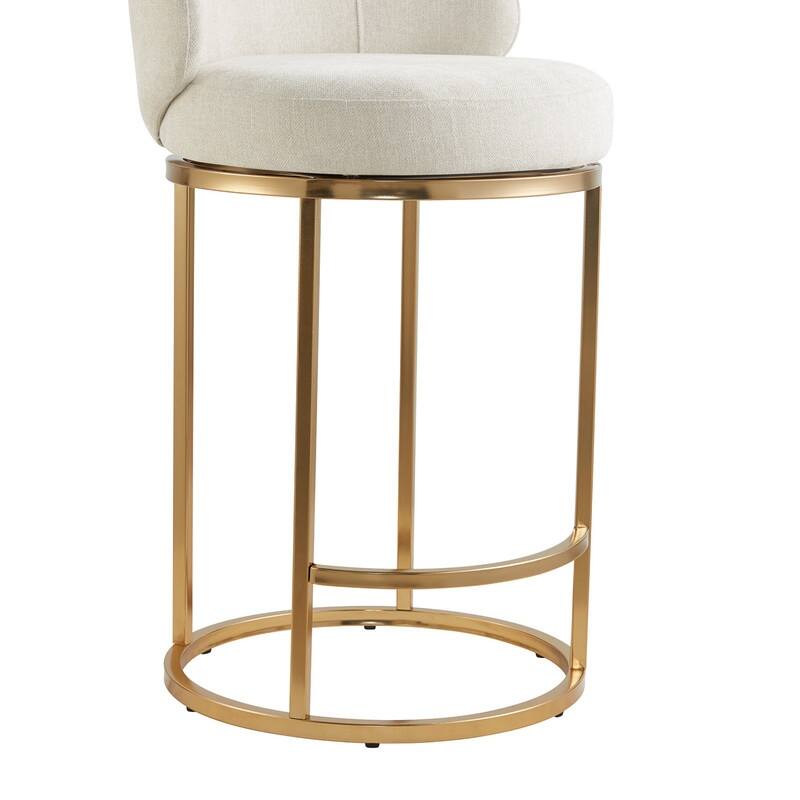 Spruce & Spring Chloe Upholstered Swivel Counter Bar Stool with Metal Frame and Arched Back