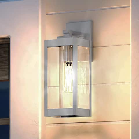 Luxury Modern Farmhouse Outdoor Wall Light, 14.25"H x 5"W, with Industrial Style, Stainless Steel, by Urban Ambiance