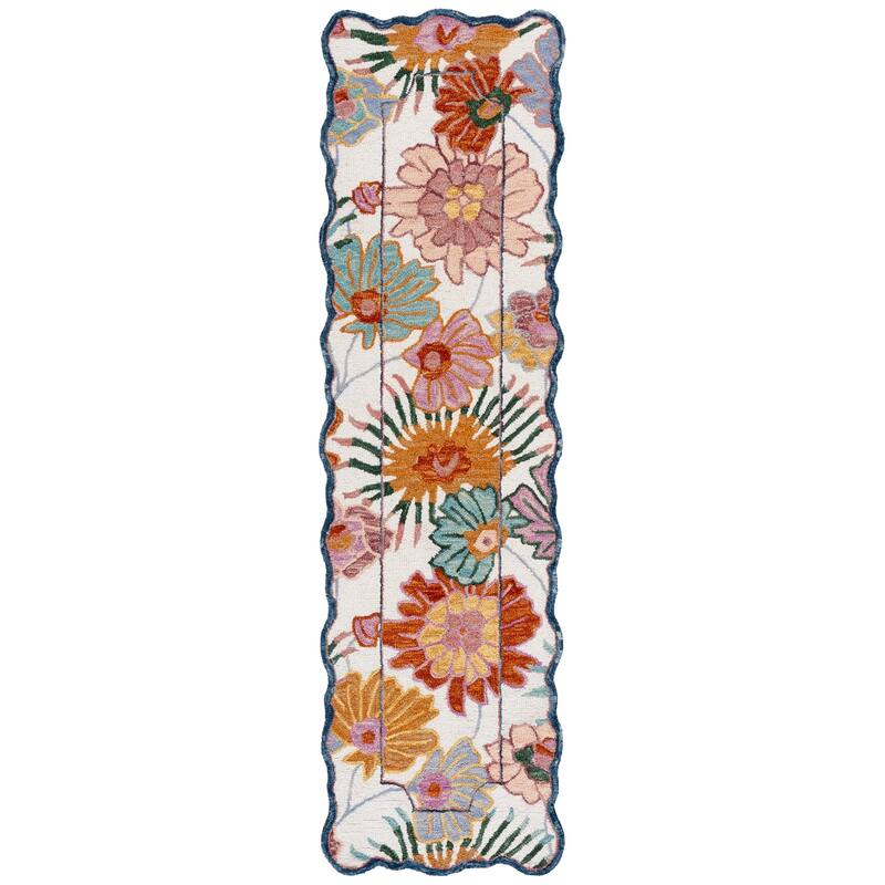 SAFAVIEH Handmade Jardin Fadya Floral Wool Rug - 2'3" x 8' Runner - Ivory/Rust